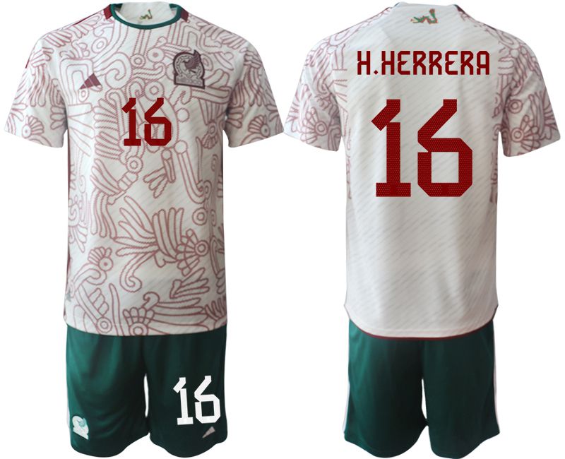 Men 2022 World Cup National Team Mexico away white #16 Soccer Jerseys->spain jersey->Soccer Country Jersey